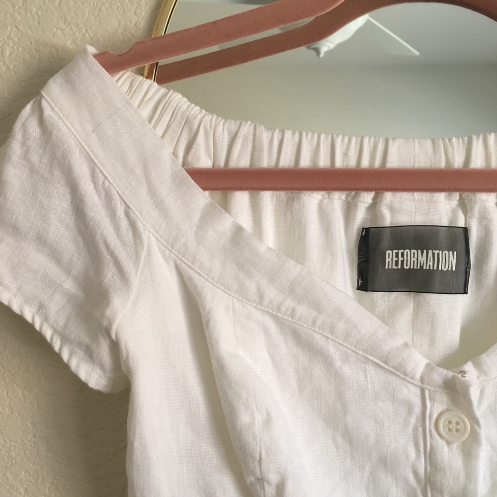 ✨ RARE Reformation Mariposa White Linen Dress - Picture 5 of 8